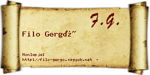 Filo Gergő névjegykártya